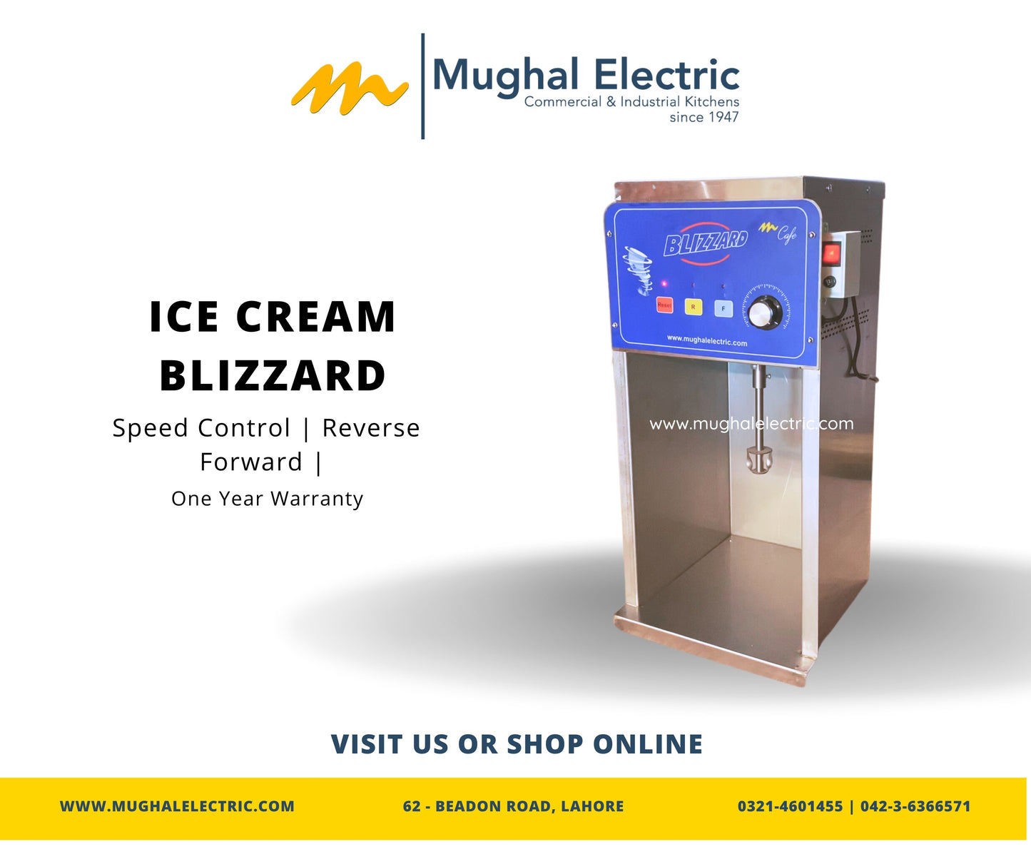 Ice cream blizzard machine for ice cream shakes and toppings